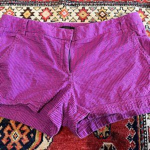 J. Crew Pin Striped Seersucker Shorts Purple Pink 12